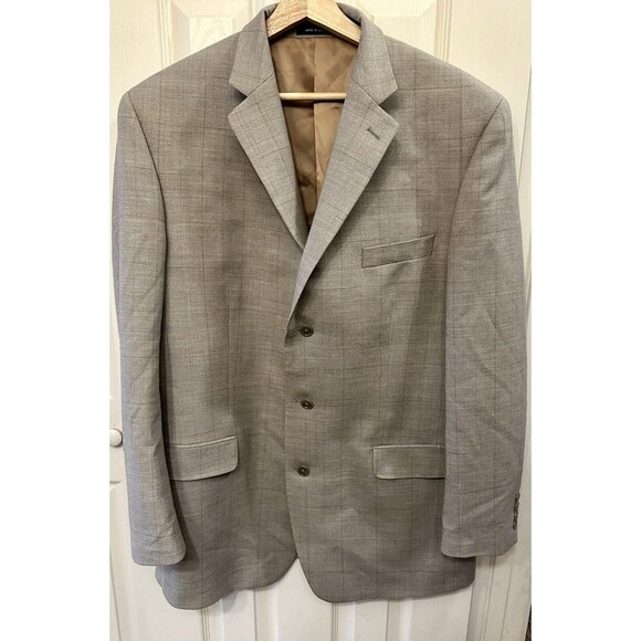 CALVIN KLEIN 100% Wool‎ Gray Men's Suit Coat Sport Coat Blazer Jacket Lined 44L - Picture 1 of 11